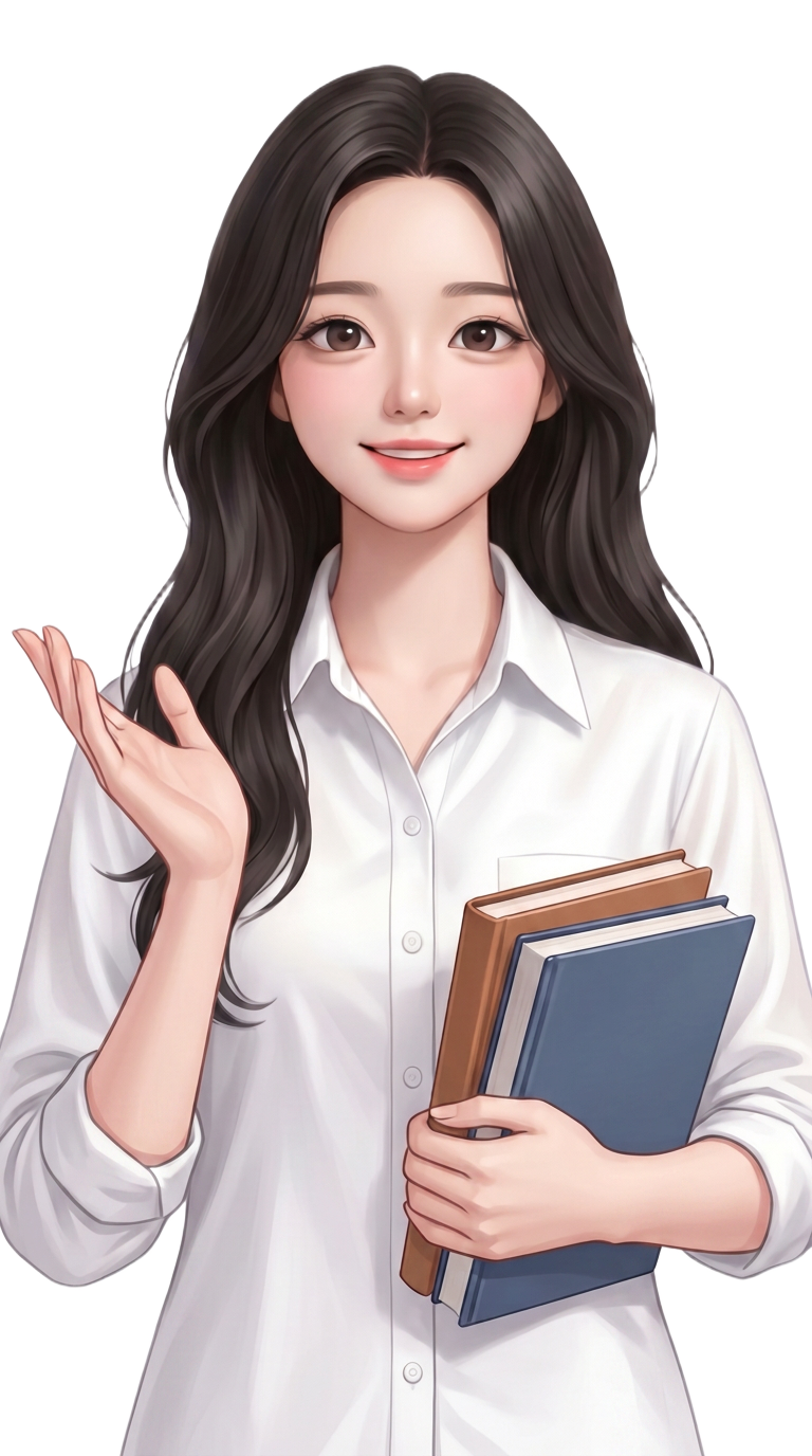 책을 들고 인사하는 아누쌤